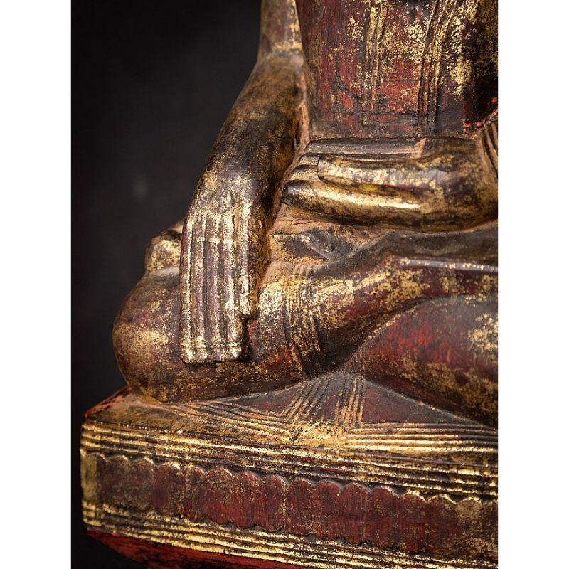 Antique Wooden Buddha Statue from Burma from Burma For Sale 13