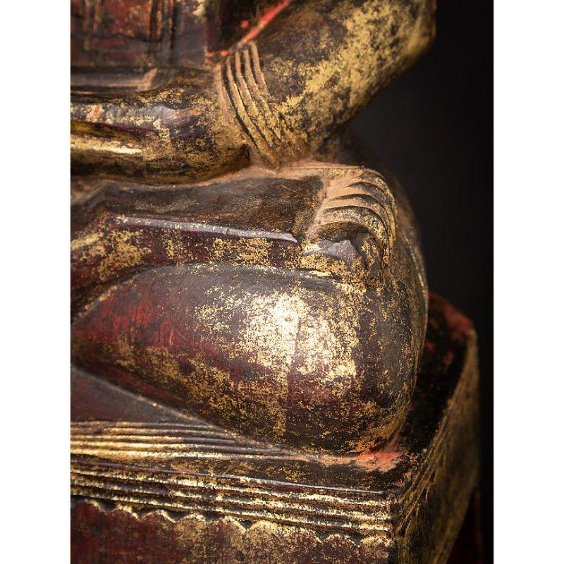 Antique Wooden Buddha Statue from Burma from Burma For Sale 14