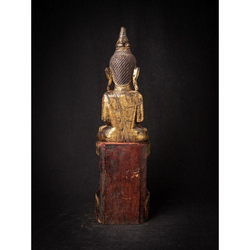 Antique Wooden Buddha Statue from Burma from Burma In Good Condition For Sale In DEVENTER, NL