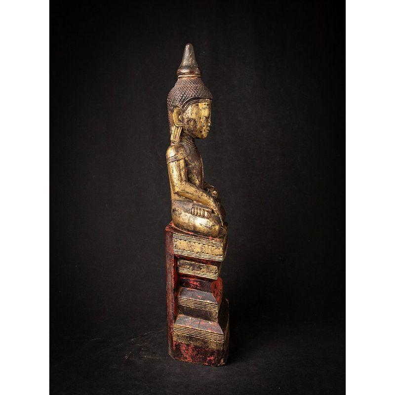 18th Century and Earlier Antique Wooden Buddha Statue from Burma from Burma For Sale