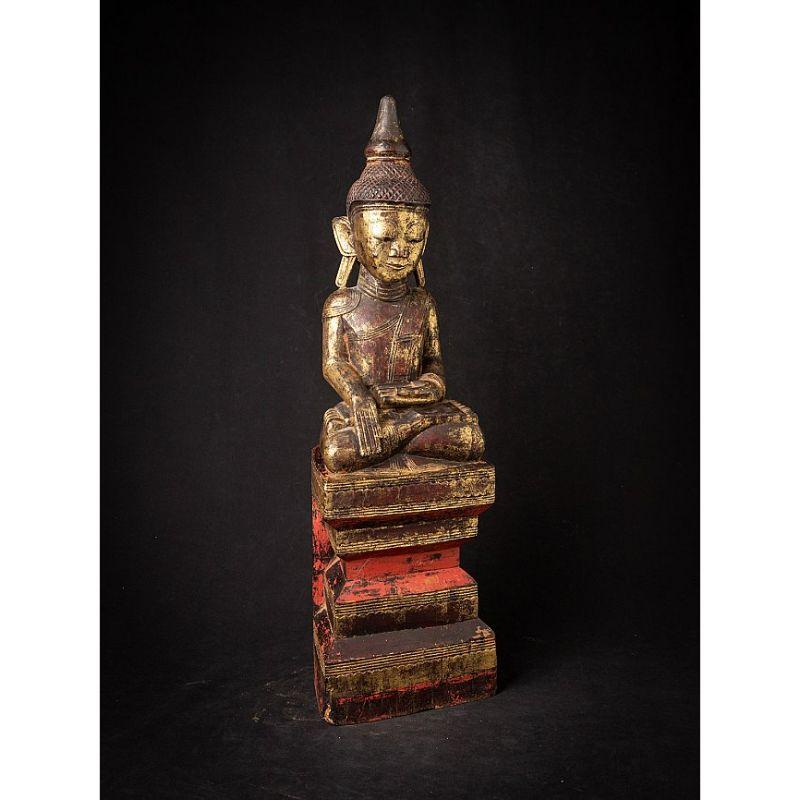 Antique Wooden Buddha Statue from Burma from Burma For Sale 1
