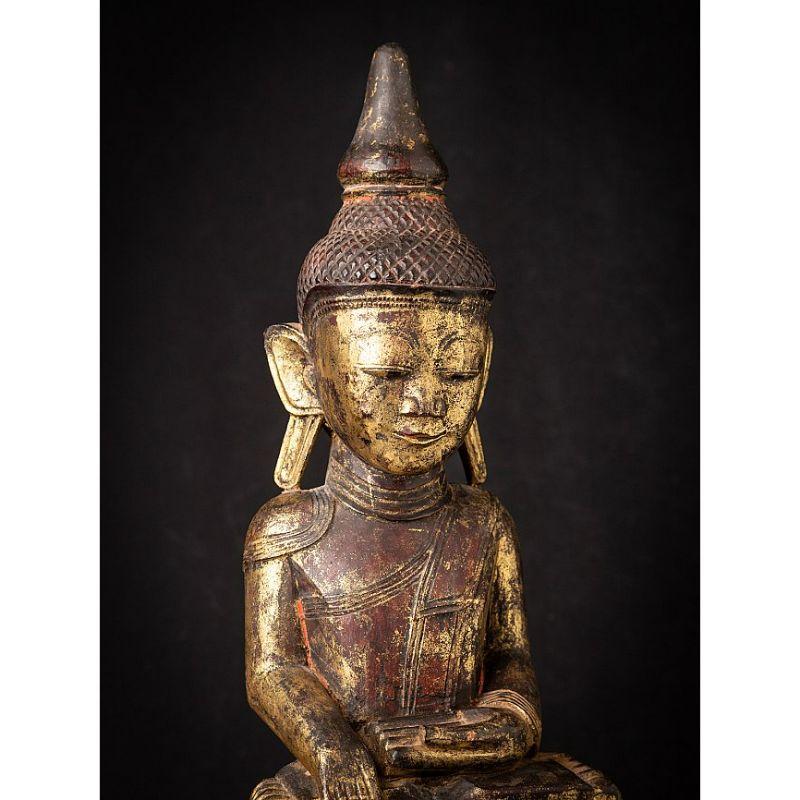 Antique Wooden Buddha Statue from Burma from Burma For Sale 2