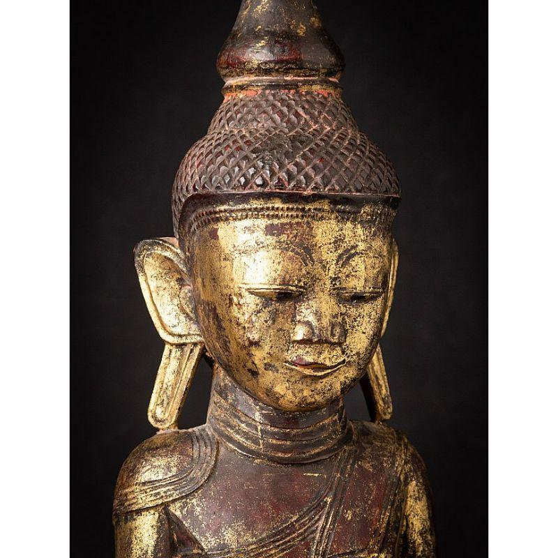 Antique Wooden Buddha Statue from Burma from Burma For Sale 3