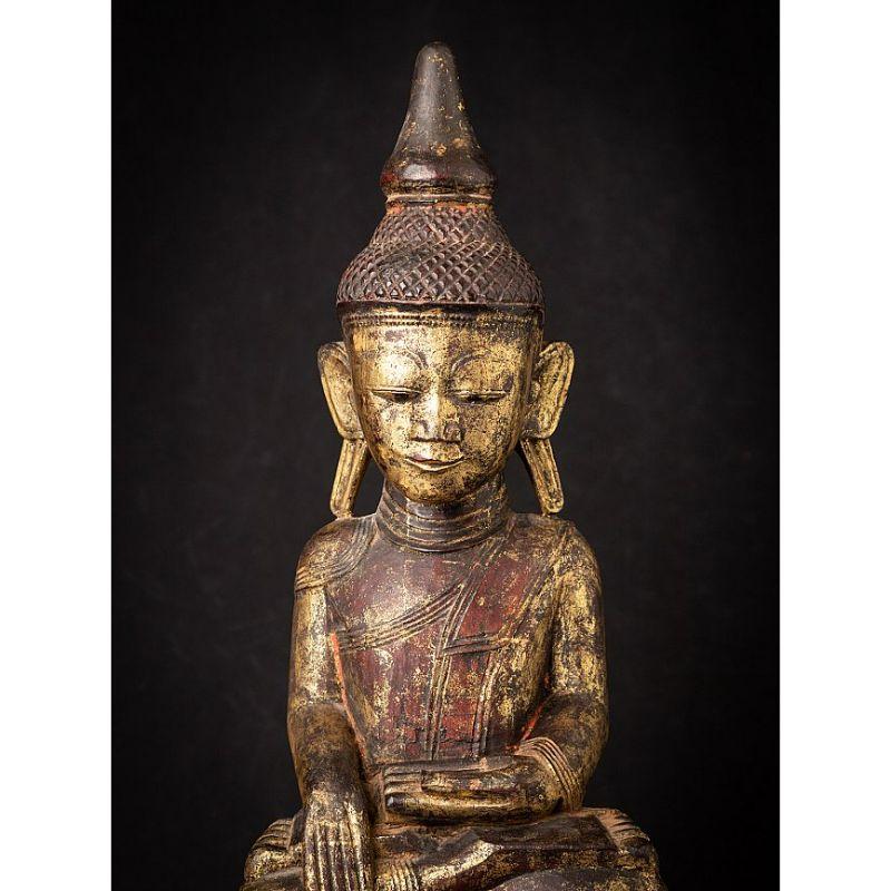 Antique Wooden Buddha Statue from Burma from Burma For Sale 4