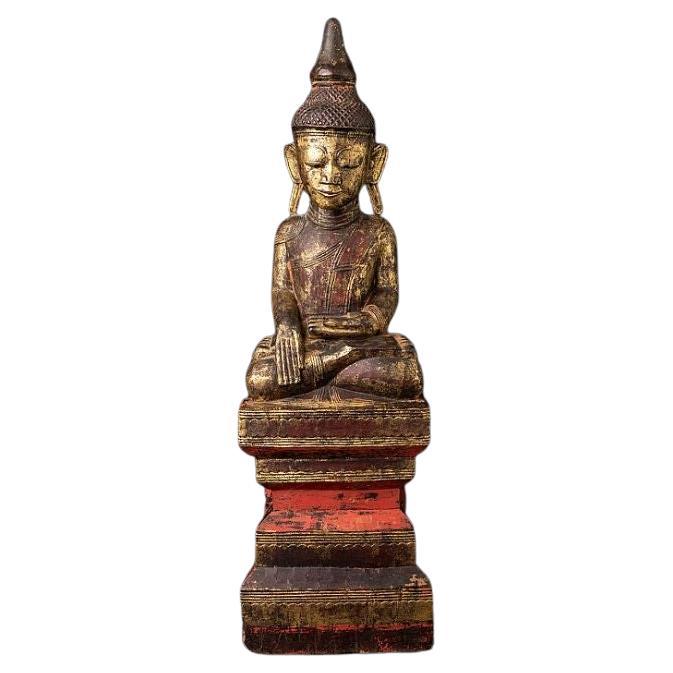 Antique Wooden Buddha Statue from Burma from Burma For Sale