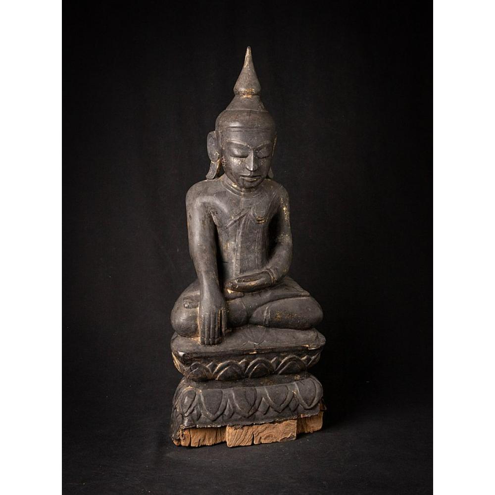 Antiker burmesischer Buddha aus Holz aus Burma im Angebot 5