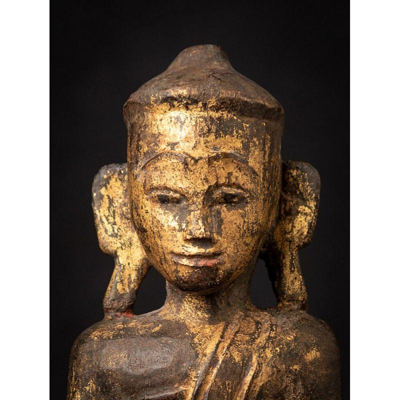 Antiker burmesischer Buddha aus Holz aus Burma im Angebot 5