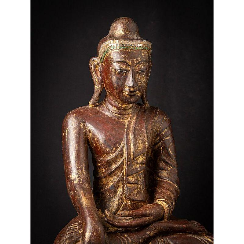 Antiker burmesischer Buddha aus Holz aus Burma im Angebot 6