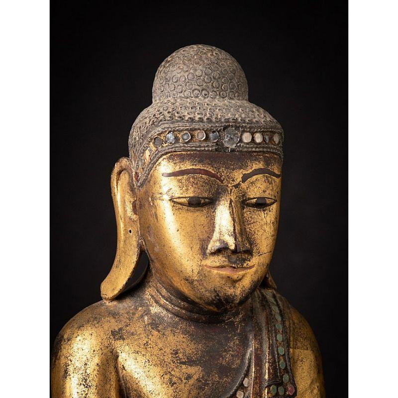 Antique Wooden Burmese Buddha from Burma For Sale 8