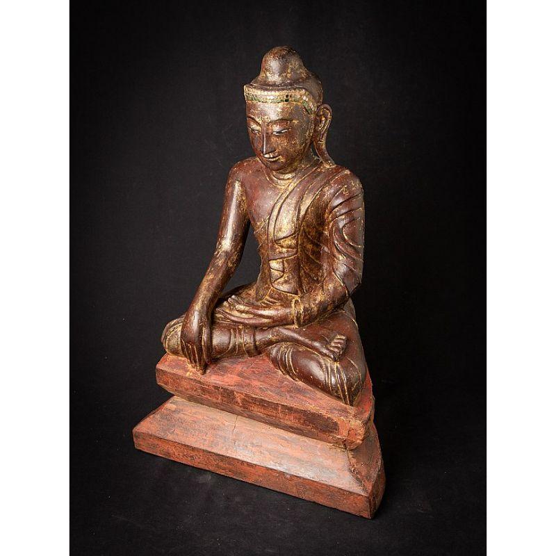 Antiker burmesischer Buddha aus Holz aus Burma im Angebot 8