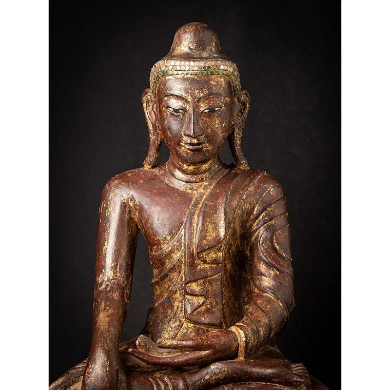 Material: wood
61,3 cm high 
39,3 cm wide and 23,4 cm deep
Weight: 11 kgs
With traces of 24 krt. gilding
Mandalay style
Bhumisparsha mudra
Originating from Burma
Early 19th century
Very beautiful piece !

