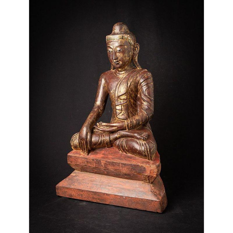Antiker burmesischer Buddha aus Holz aus Burma im Zustand „Gut“ im Angebot in DEVENTER, NL