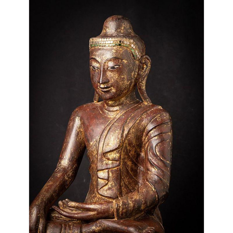 Antique Wooden Burmese Buddha from Burma For Sale 1