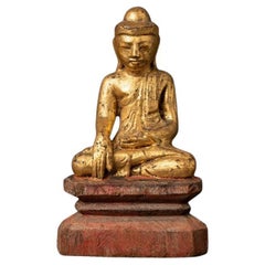 Bouddha birman ancien en bois de Birmanie