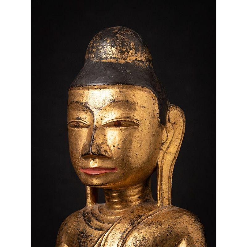 Ancienne statue de Bouddha birman en bois de Birmanie en vente 5
