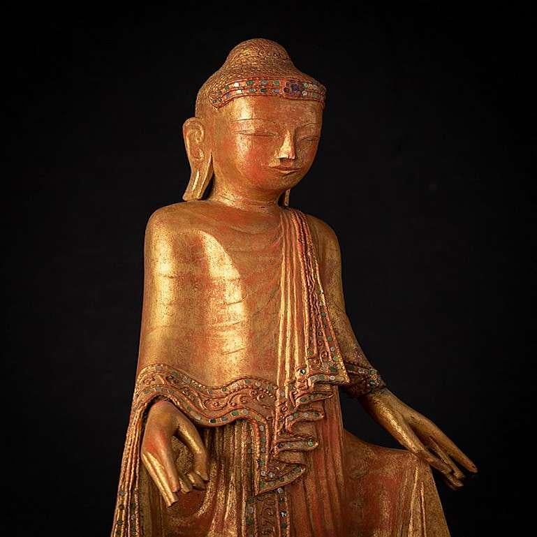 Ancienne statue de Bouddha birman en bois de Birmanie en vente 6