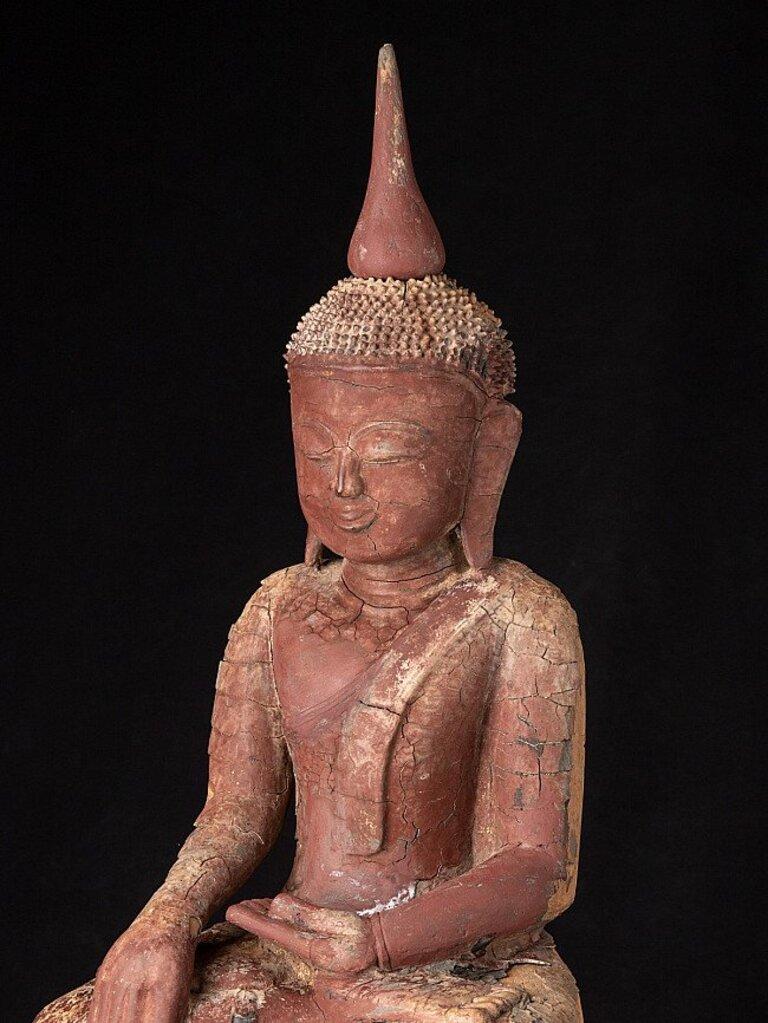 Antique Wooden Burmese Buddha Statue from Burma For Sale 7