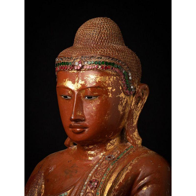 Antique Wooden Burmese Buddha Statue from Burma For Sale 8