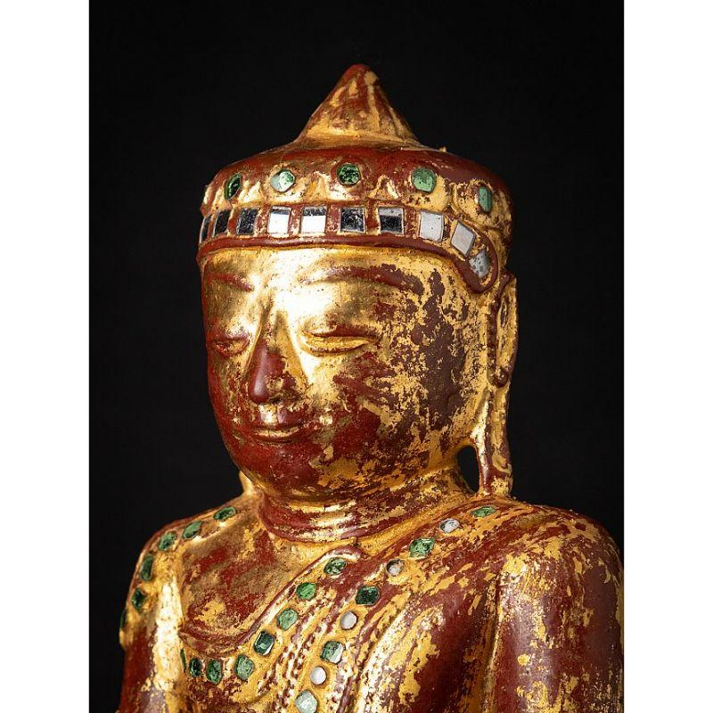 Antique Wooden Burmese Buddha Statue from Burma For Sale 8