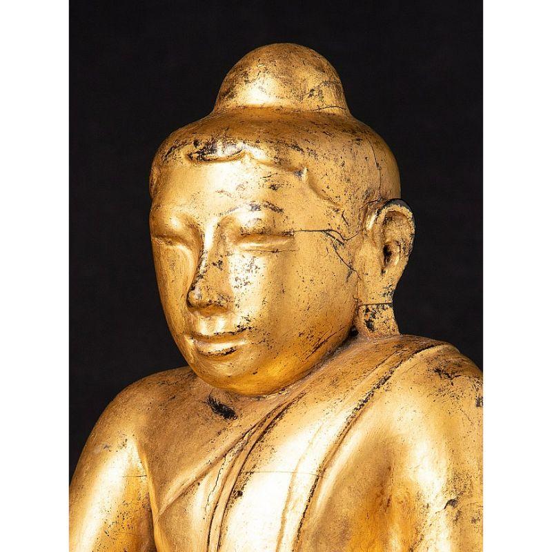 Ancienne statue de Bouddha birman en bois de Birmanie en vente 7