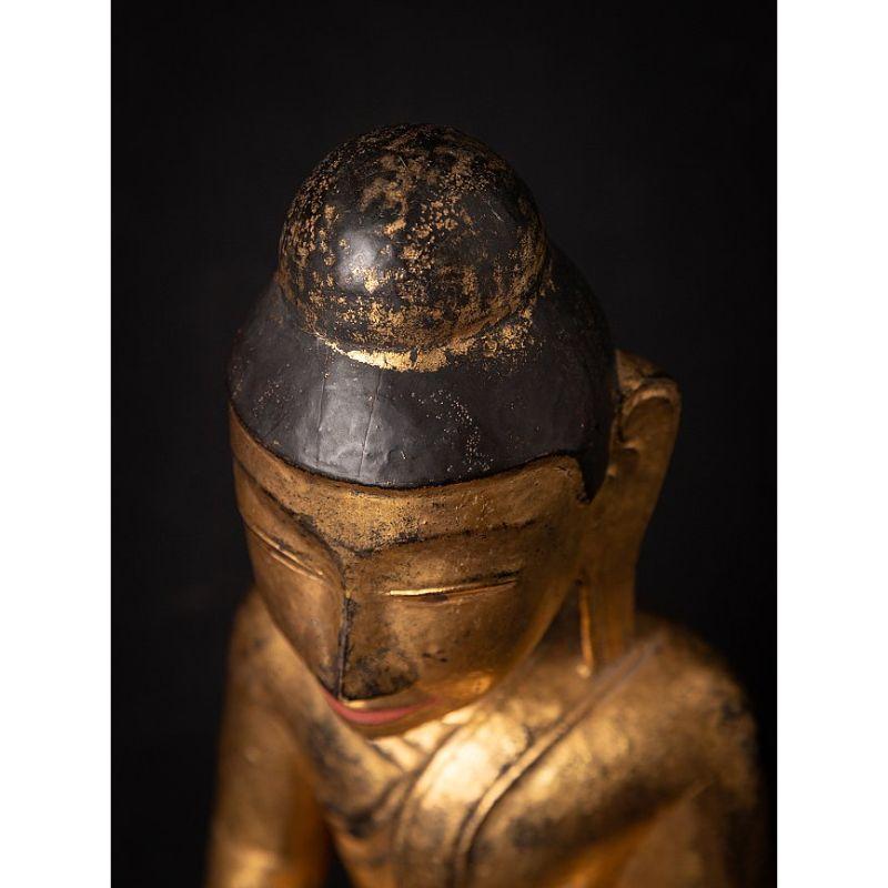 Ancienne statue de Bouddha birman en bois de Birmanie en vente 8