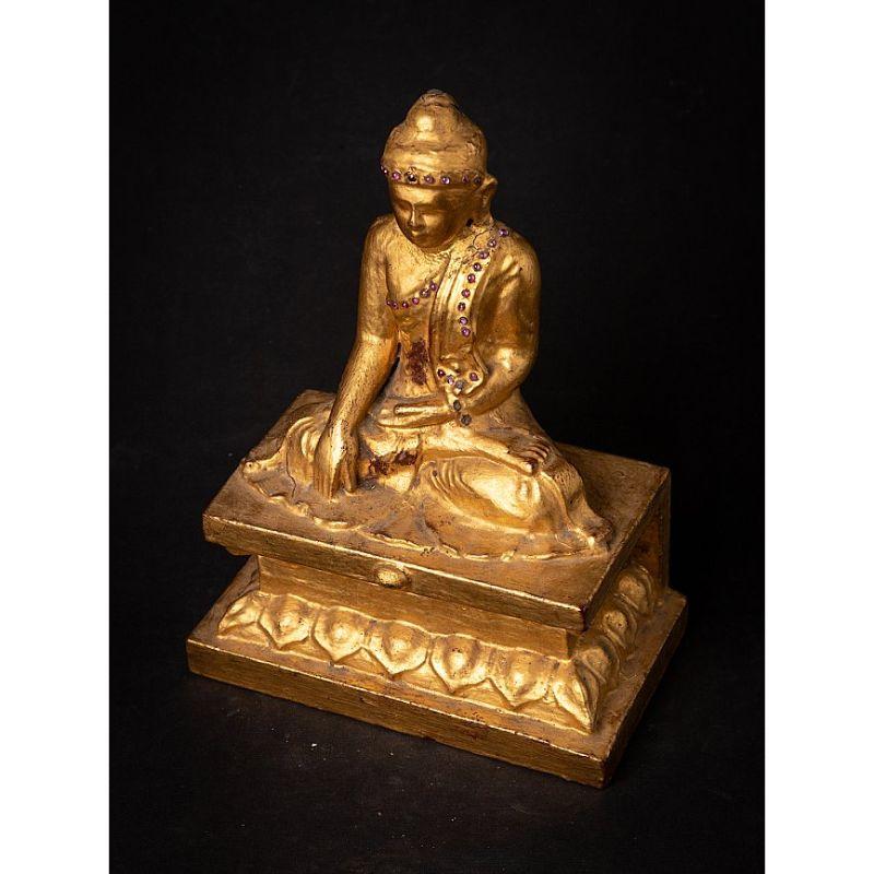 Antike burmesische Buddha-Statue aus Holz aus Burma im Angebot 8