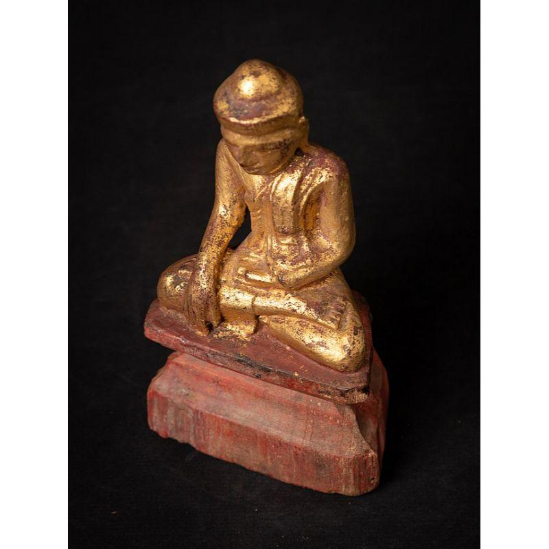 Antique wooden Burmese Buddha statue from Burma For Sale 8