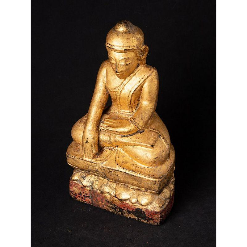 Antike burmesische Buddha-Statue aus Holz aus Burma im Angebot 8