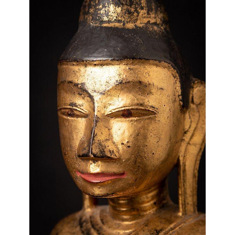 Ancienne statue de Bouddha birman en bois de Birmanie en vente 9