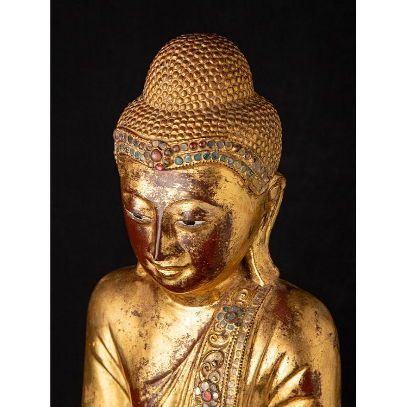 Antique Wooden Burmese Buddha Statue from Burma For Sale 10