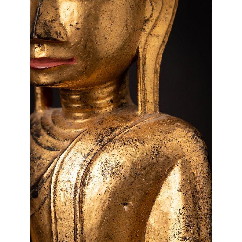 Ancienne statue de Bouddha birman en bois de Birmanie en vente 11