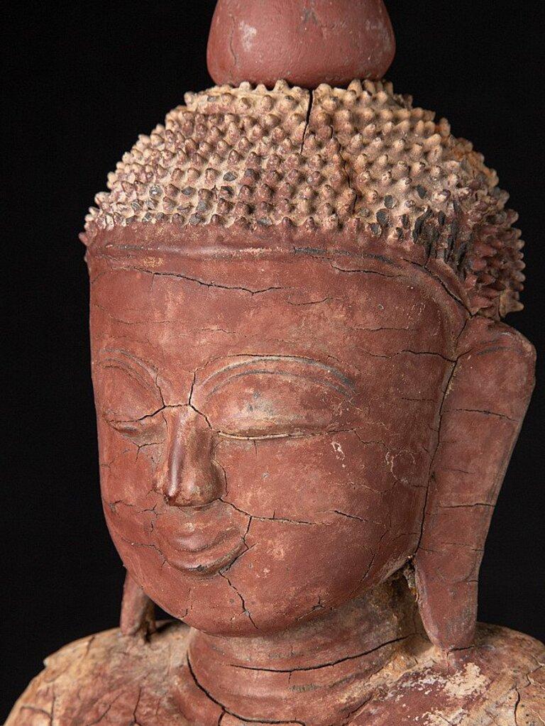 Antique Wooden Burmese Buddha Statue from Burma For Sale 12