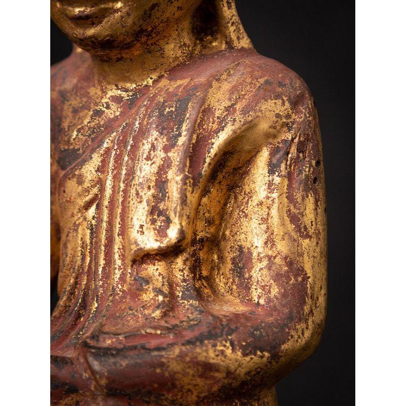 Ancienne statue de Bouddha birman en bois de Birmanie en vente 12