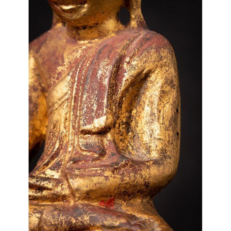 Antique Wooden Burmese Buddha Statue from Burma For Sale 13