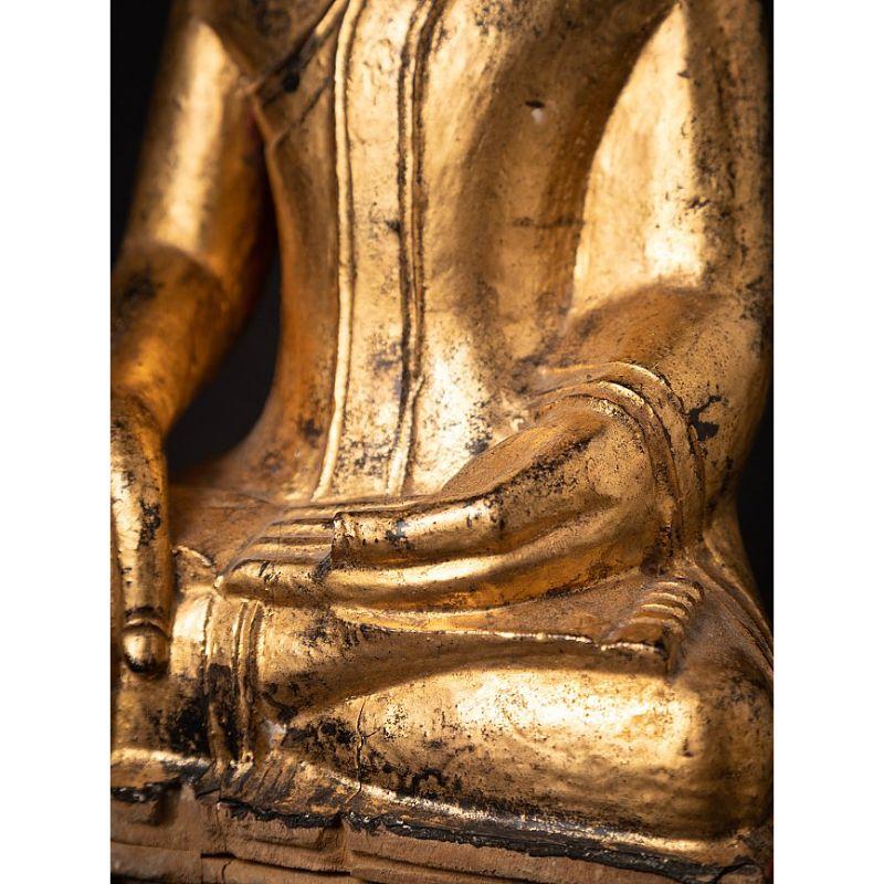 Ancienne statue de Bouddha birman en bois de Birmanie en vente 12