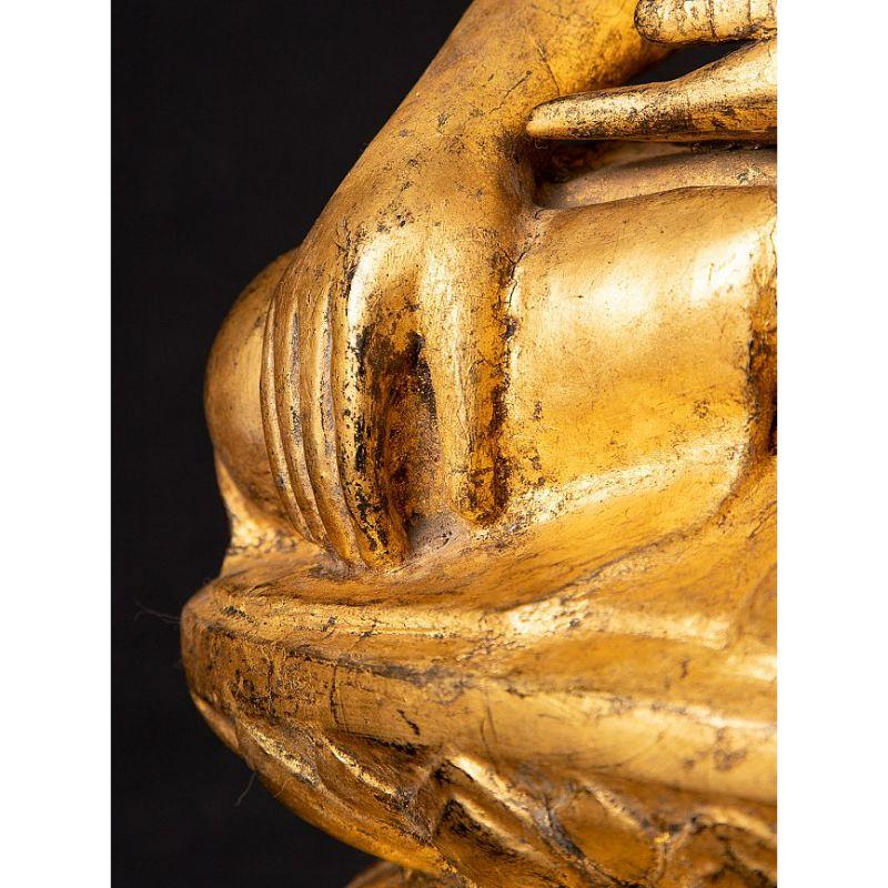 Antique Wooden Burmese Buddha Statue from Burma For Sale 14