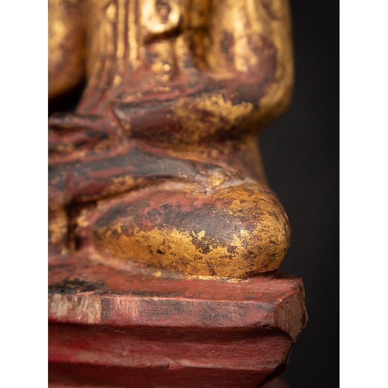 Antique Wooden Burmese Buddha Statue from Burma For Sale 15