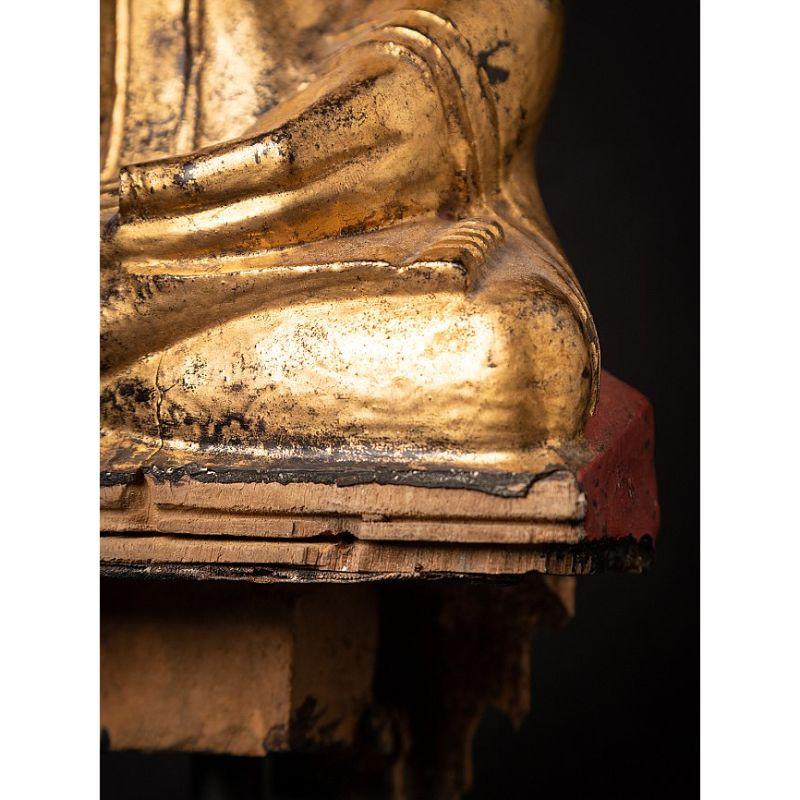 Ancienne statue de Bouddha birman en bois de Birmanie en vente 14