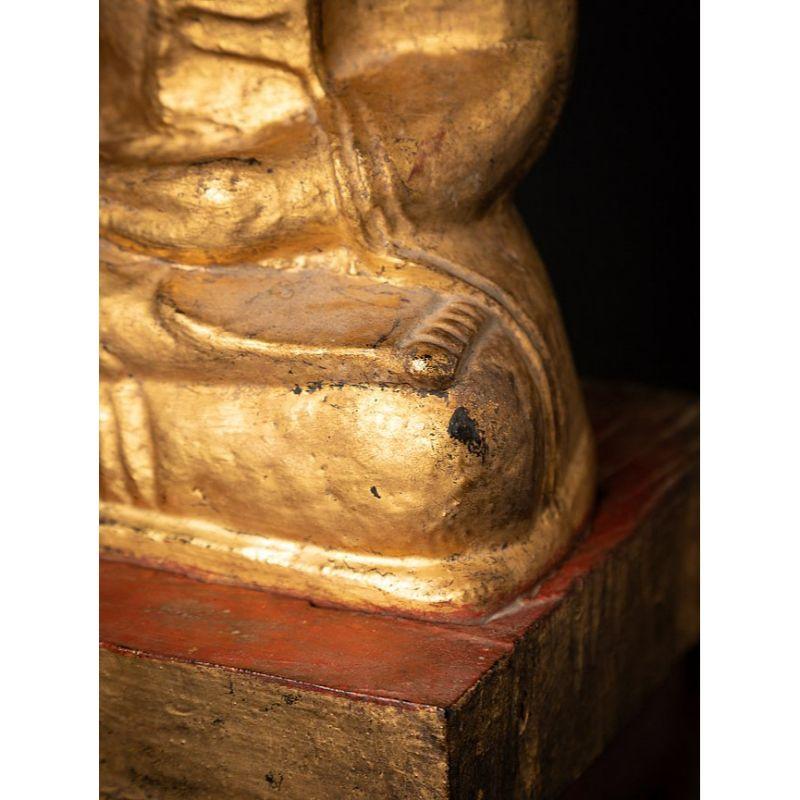 Antique Wooden Burmese Buddha Statue from Burma For Sale 15