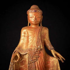 Antique Wooden Burmese Buddha Statue from Burma