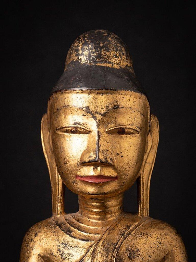 Ancienne statue de Bouddha birman en bois de Birmanie en vente 15