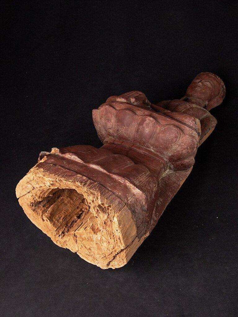 Antique Wooden Burmese Buddha Statue from Burma For Sale 16