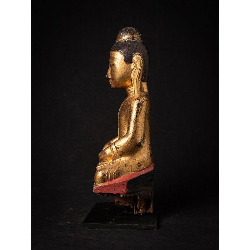 Ancienne statue de Bouddha birman en bois de Birmanie Bon état - En vente à DEVENTER, NL