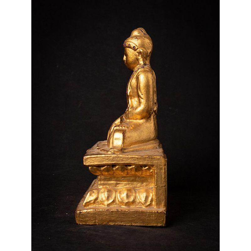 Antike burmesische Buddha-Statue aus Holz aus Burma (Birmanisch) im Angebot