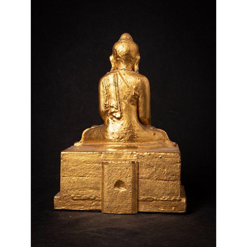 Antike burmesische Buddha-Statue aus Holz aus Burma im Zustand „Gut“ im Angebot in DEVENTER, NL