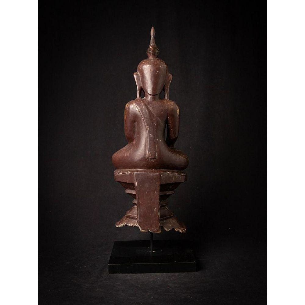 18th Century and Earlier Antique wooden Burmese Buddha statue from Burma For Sale