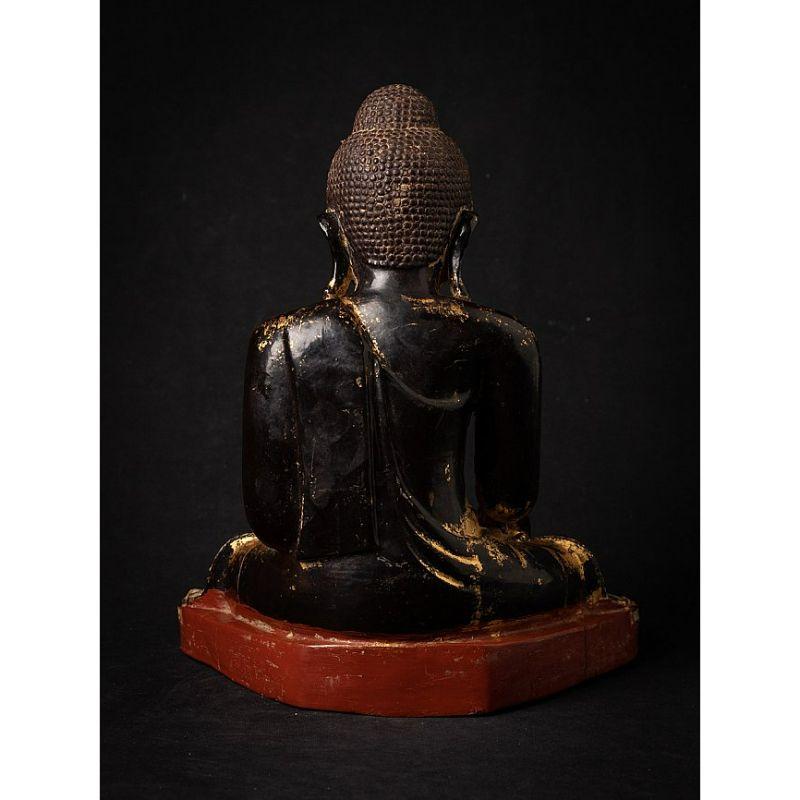 19th Century Antique Wooden Burmese Buddha Statue from Burma For Sale