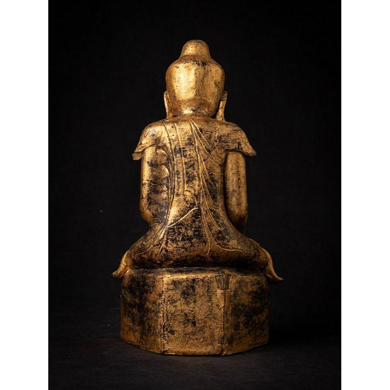 19th Century Antique Wooden Burmese Buddha Statue from Burma For Sale
