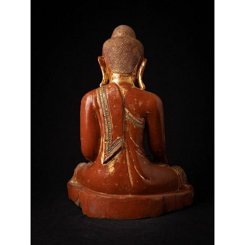 19th Century Antique Wooden Burmese Buddha Statue from Burma For Sale