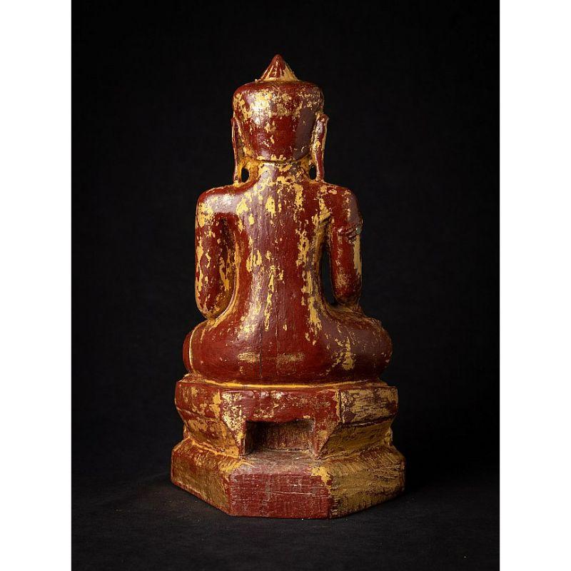 19th Century Antique Wooden Burmese Buddha Statue from Burma For Sale